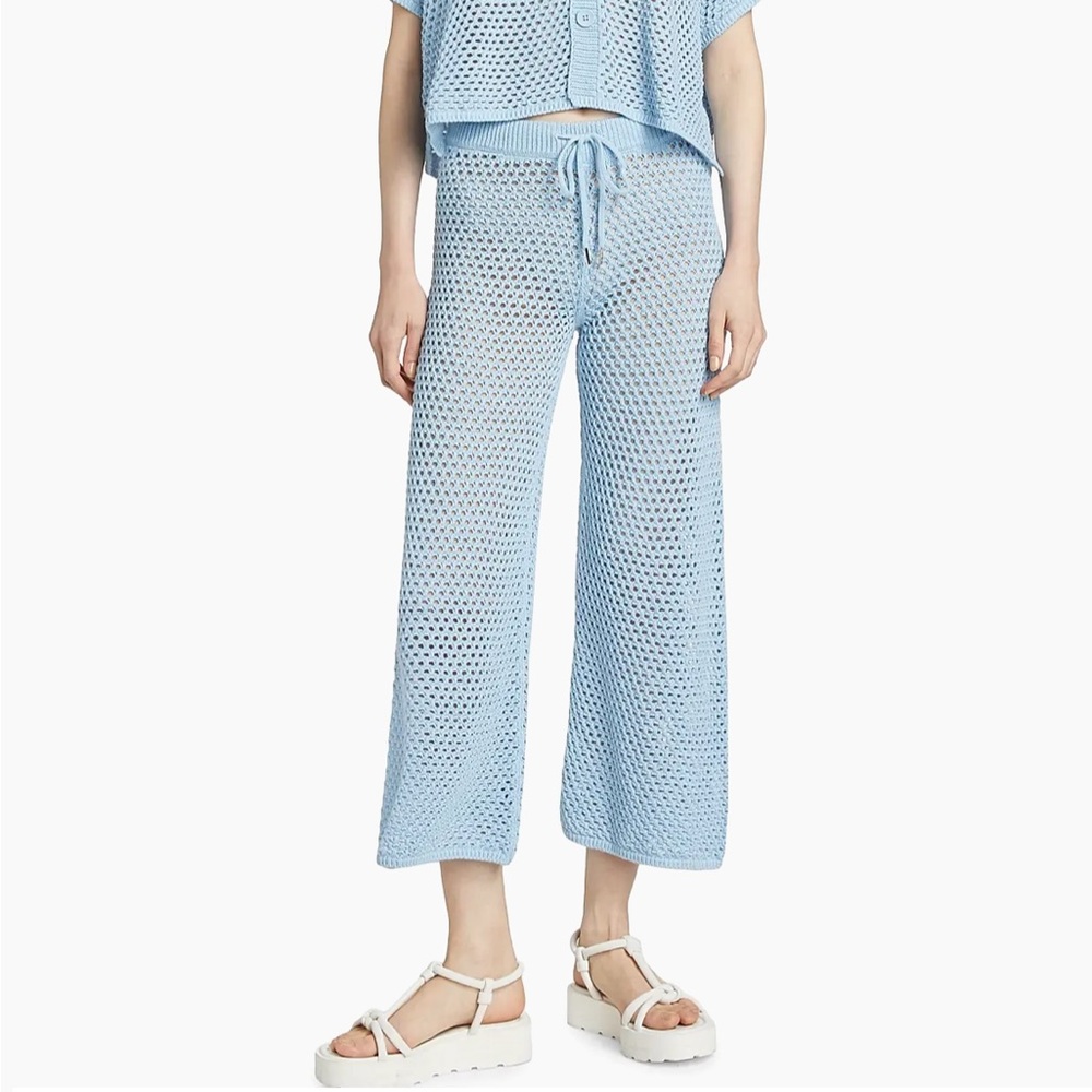 Light Blue Crocheted Wide-Leg Pants